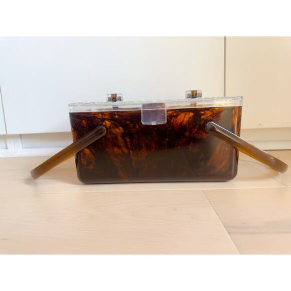 Vintage Merle Norman Crystal-and-Tortoise-Look Evening Purse. Case/ Top handle - Picture 2 of 10